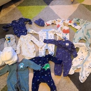 Preemie baby boy clothes and 11 preemie  diapers